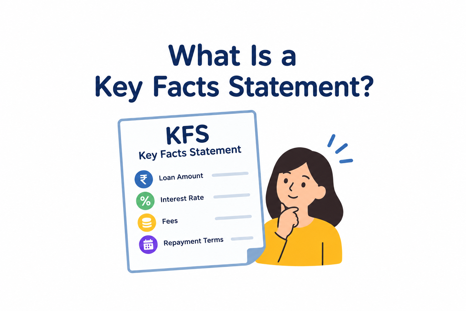 Key Facts Statement (KFS) explaining loan amount, interest rate, APR, fees, and repayment terms for borrowers.
